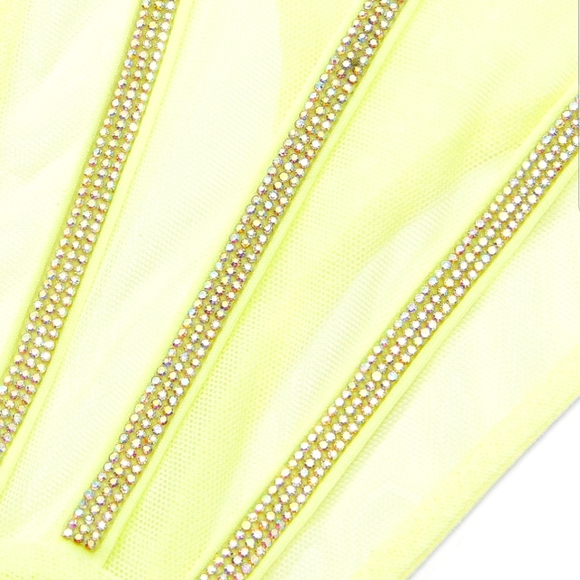Victoria's Secret Very Sexy Rhinestone Crystal Shine Strap Thong Panty NWT Neon - Picture 11 of 12